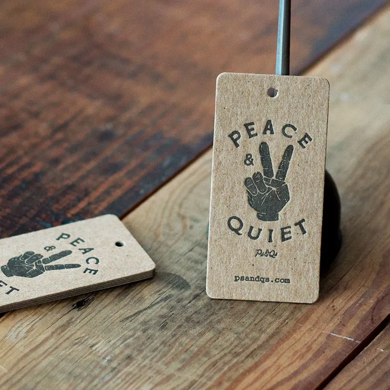 Chipboard and black ink letterpress hang tags