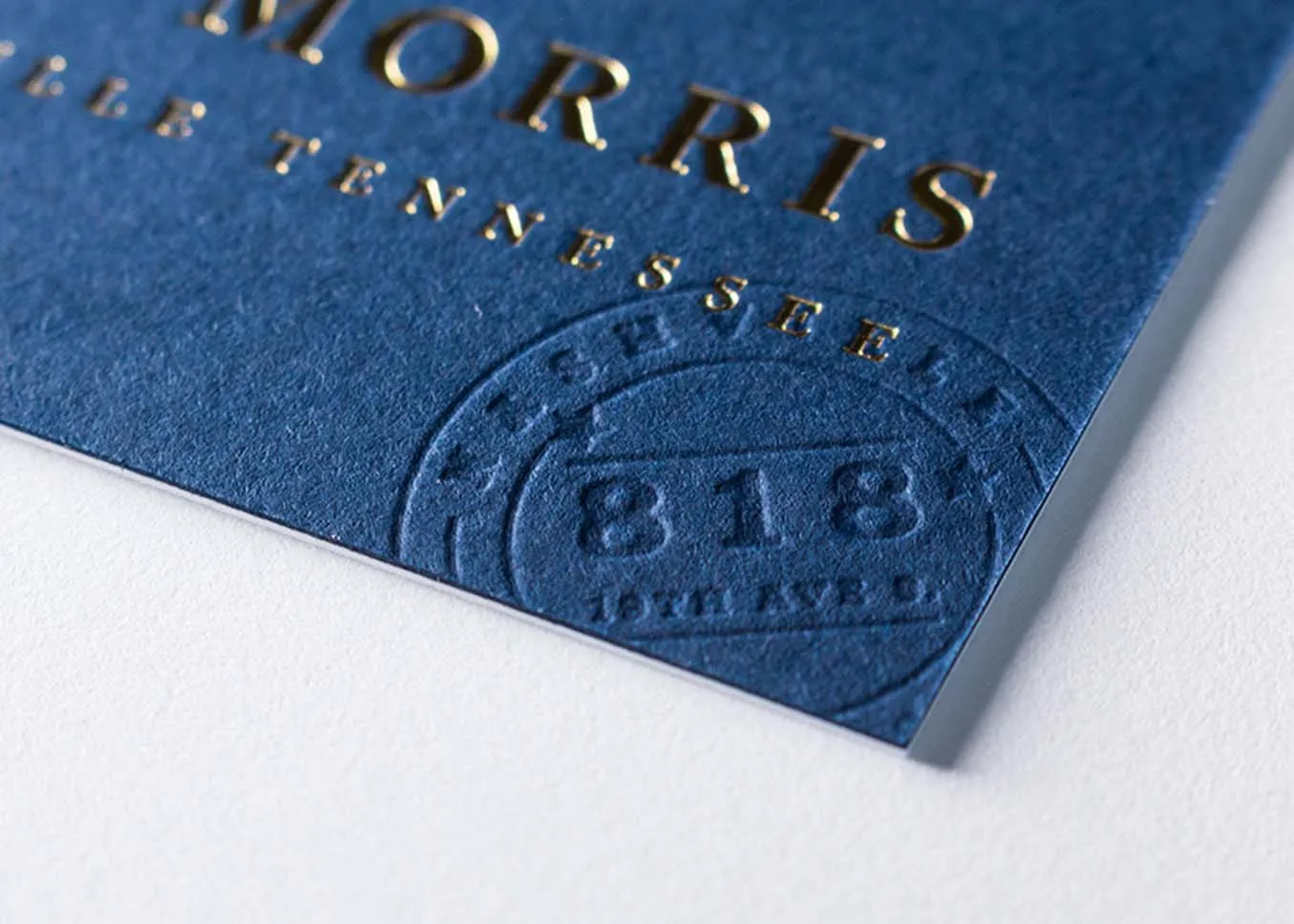 Blind deboss impression on letterpress stationery