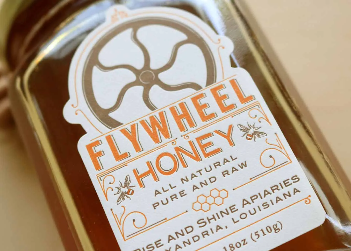 Honey label — letterpress detail