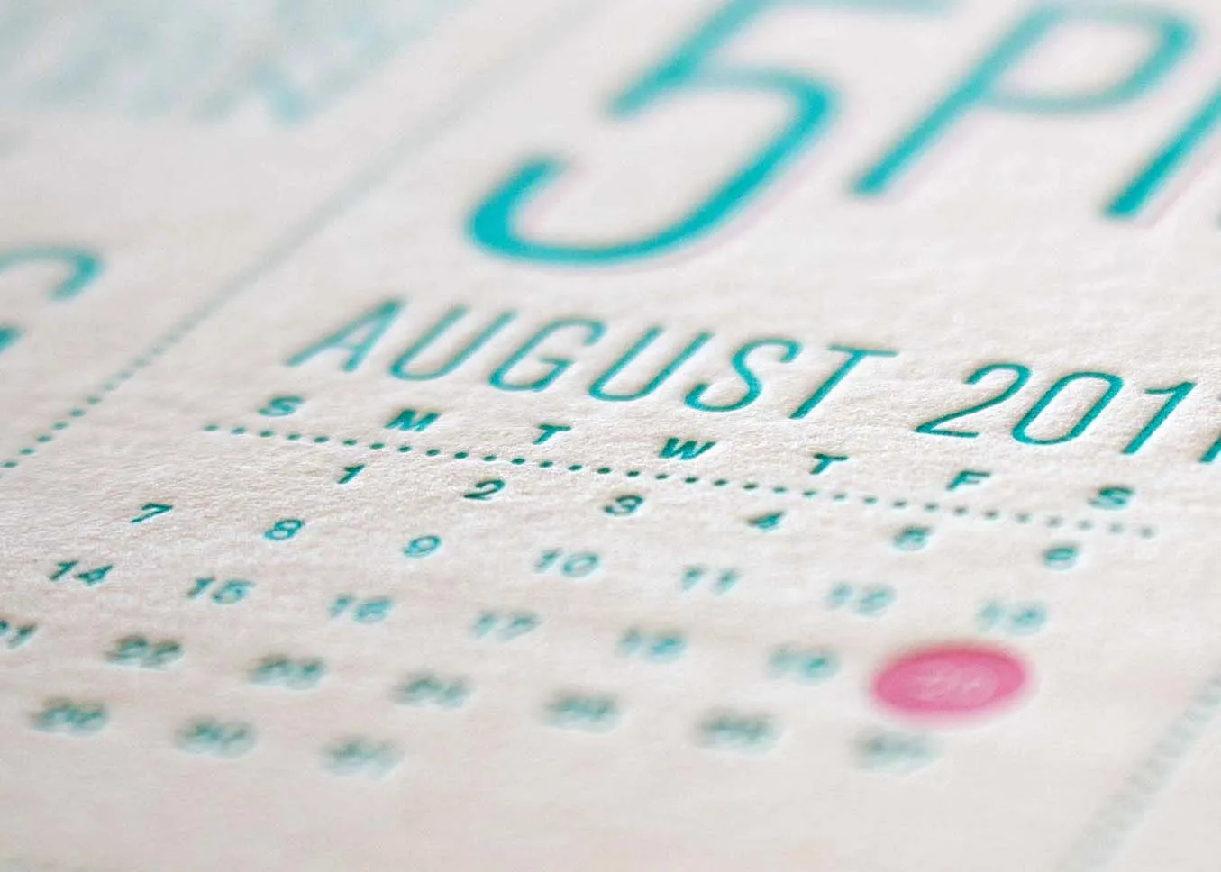 Three color letterpress invitation — color detail