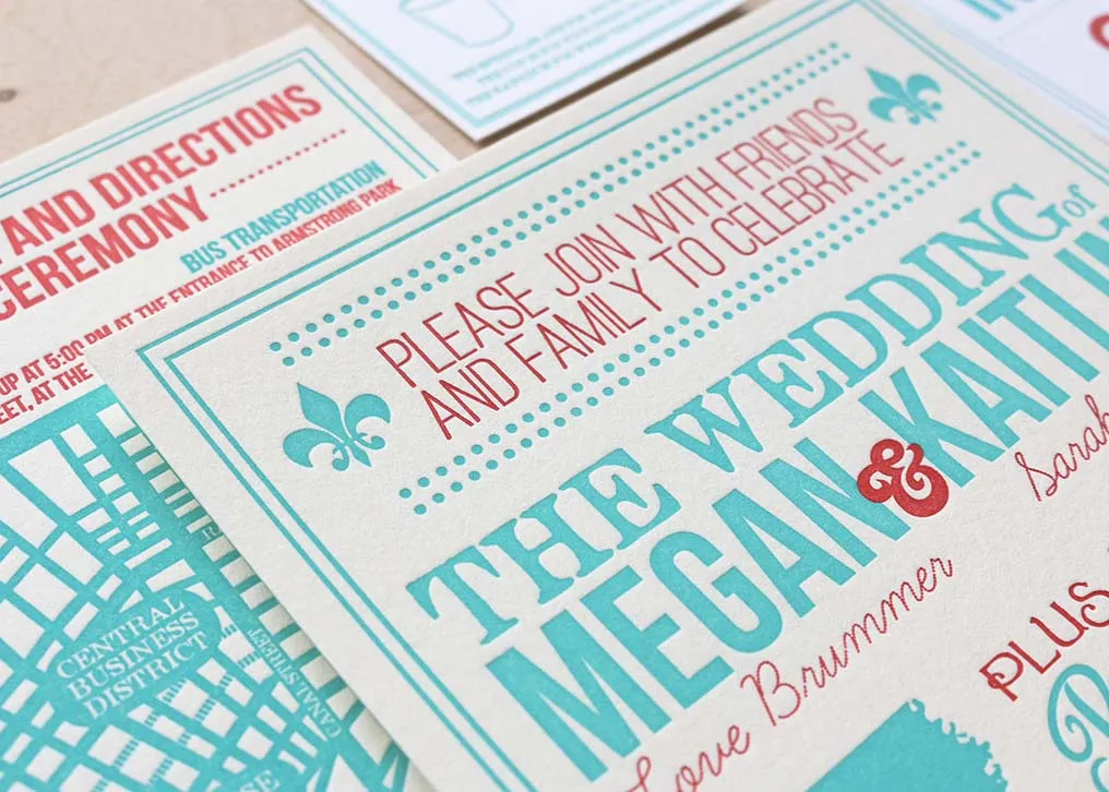 Two color letterpress invitation — RSVP card