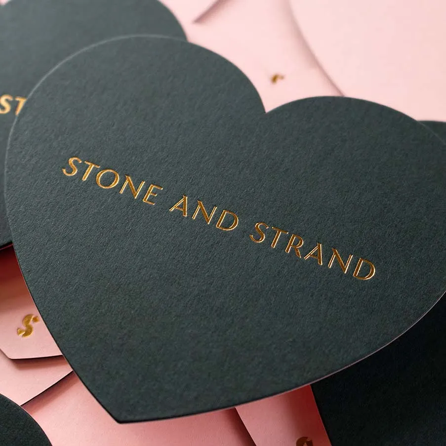 Die cut heart shaped foil note cards