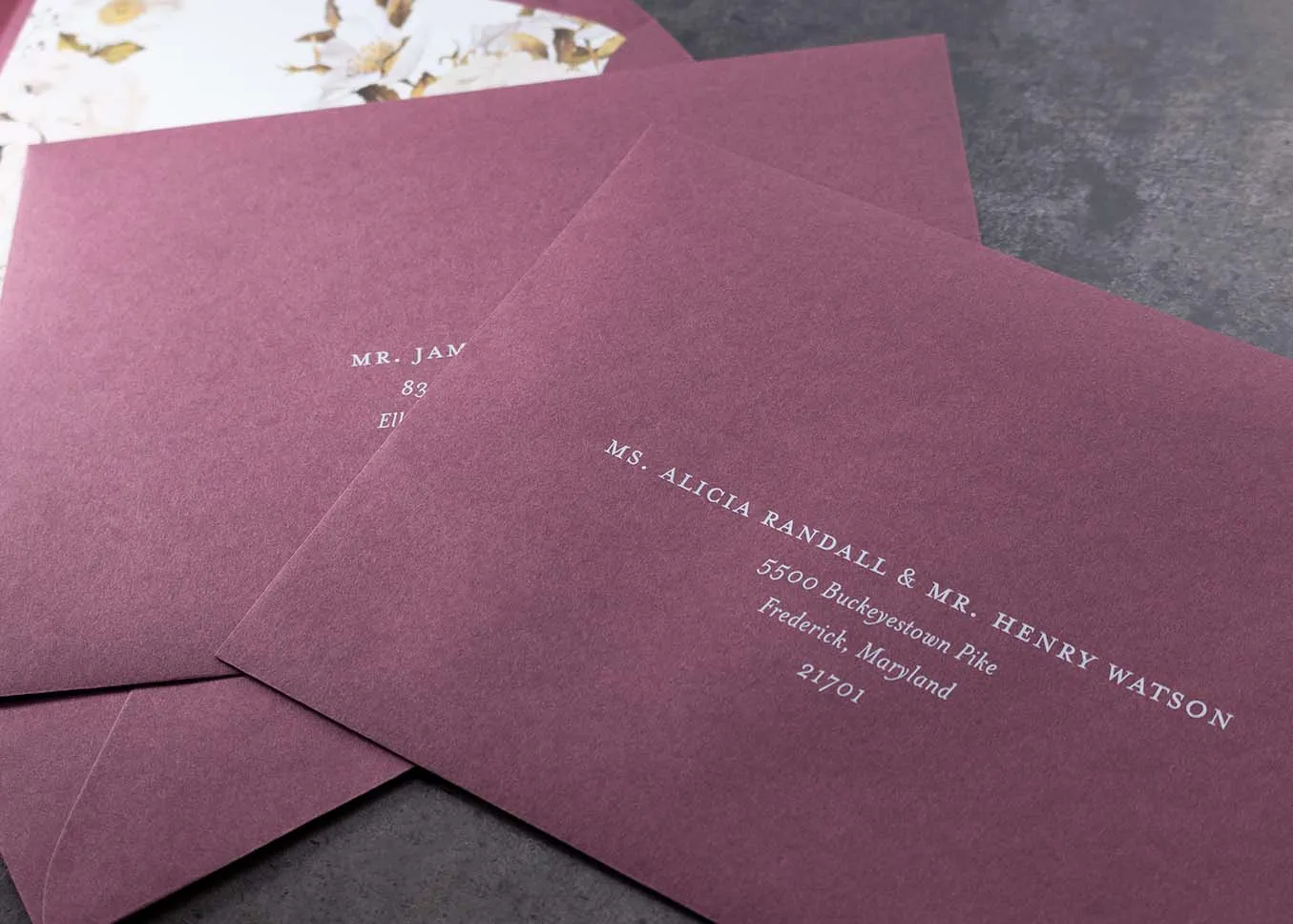 White ink variable addressing on envelopes